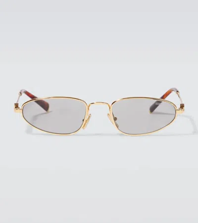 Miu Miu Ovale Sonnenbrille In Gold