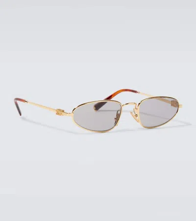 Miu Miu Ovale Sonnenbrille In Gold
