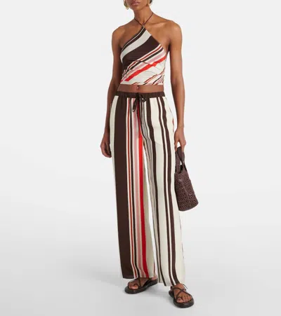 Sir Thistle Striped Open-back Silk Satin Top In Multi