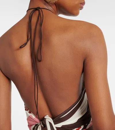 Sir Thistle Striped Open-back Silk Satin Top In Multi