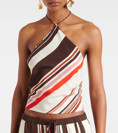 Sir Thistle Striped Open-back Silk Satin Top In Multi