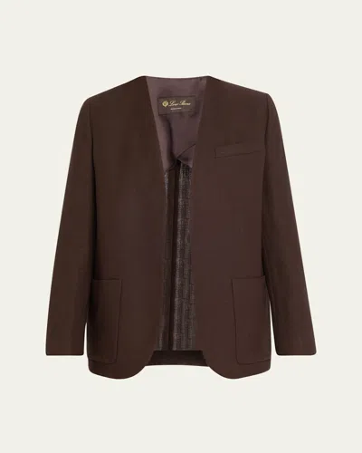 Loro Piana Hanna Open-front Summer Linen Crepe Jacket In H034 Ebony
