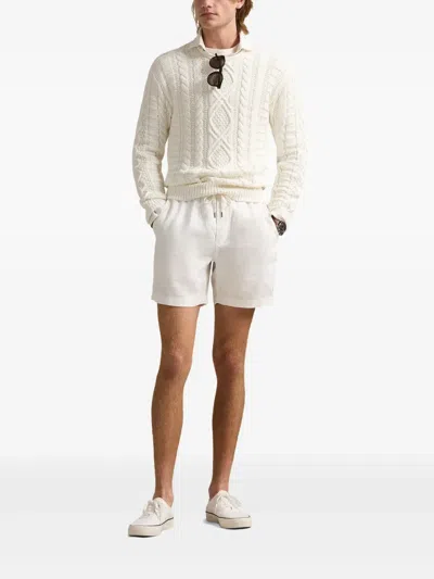 Polo Ralph Lauren Short En Velours Côtelé In White