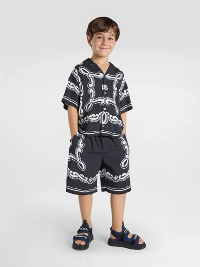 Dolce & Gabbana Batik Shirt With Bandanna Print In Black