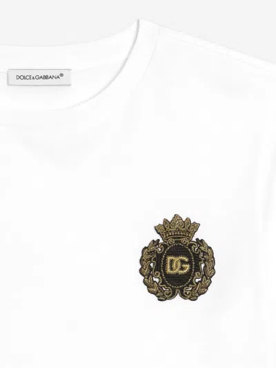 Dolce & Gabbana Jersey T-shirt With Heraldic Dg Patch In White