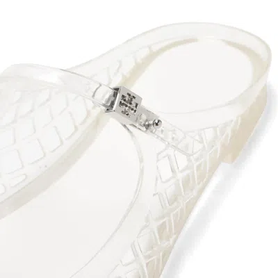 Tory Burch Metallic Sandals With Mesh Design In White