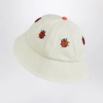 Mini Rodini White Hat With Ladybugs In White