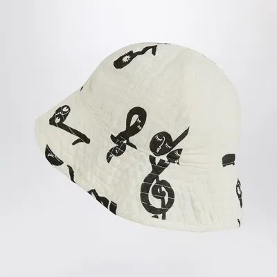 Mini Rodini White Hat With Musical Notes In Pattern