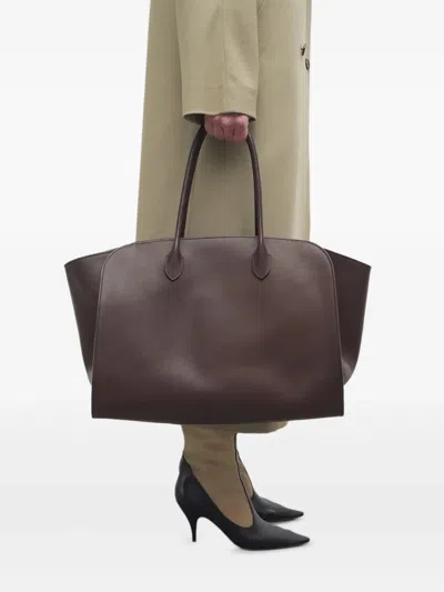 The Row Womens Marlo Leather Tote Bag Chestnut Ans In Brown