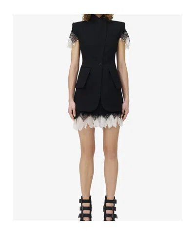 Alexander Mcqueen Spider Web Lace Miniskirt In Black