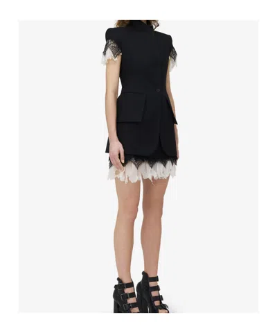 Alexander Mcqueen Spider Web Lace Miniskirt In Black
