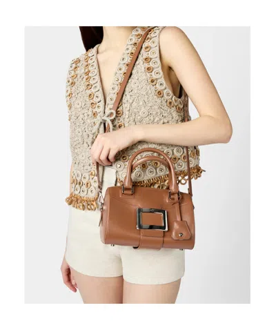 Roger Vivier Women's Belle Vivier Bowling Bag In Brown