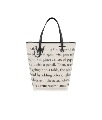 Jw Anderson J. W. Anderson Structured Tote Bag With Contrasting Black Trim In Ivory