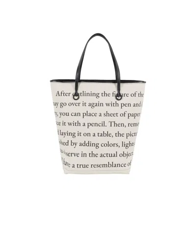 Jw Anderson J. W. Anderson Structured Tote Bag With Contrasting Black Trim In Ivory