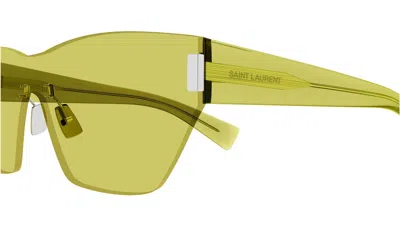 Saint Laurent Shield Nylon Sunglasses In Yellow