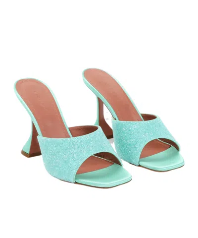 Amina Muaddi Satin Open-toe Sandals With Crystal Embellishments In Blue