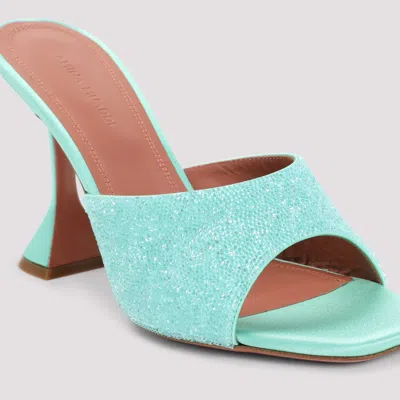 Amina Muaddi Satin Open-toe Sandals With Crystal Embellishments In Blue