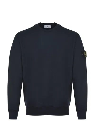 Stone Island Lightweight Wool Crew Neck Pullover In Black