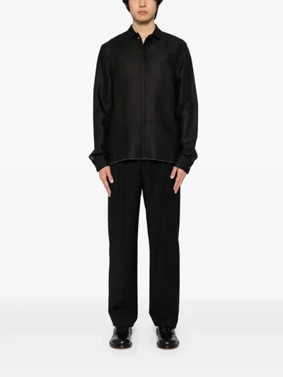 Label Under Construction Raw Edge Shirt In Black
