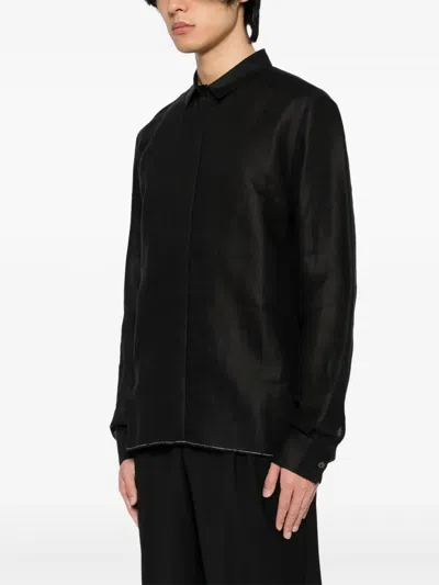 Label Under Construction Raw Edge Shirt In Black