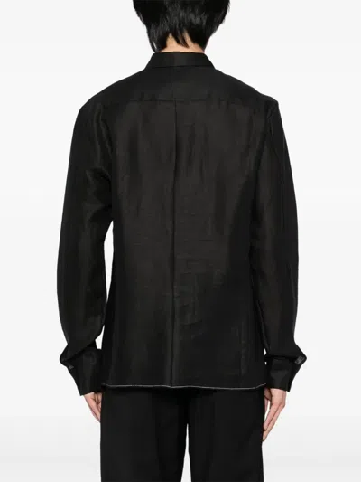 Label Under Construction Raw Edge Shirt In Black