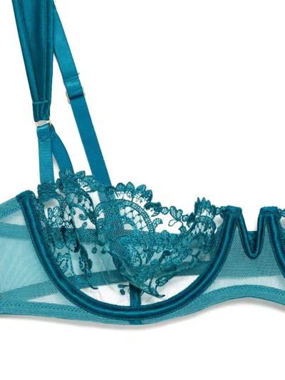 Kiki De Montparnasse Juliette Satin-trimmed Embroidered Tulle Soft-cup Underwired Balconette Bra In Blue