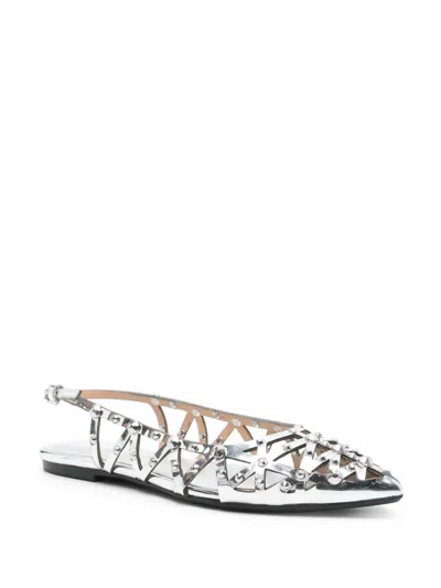 Ash Silver Leather Slingbacks In Metallic