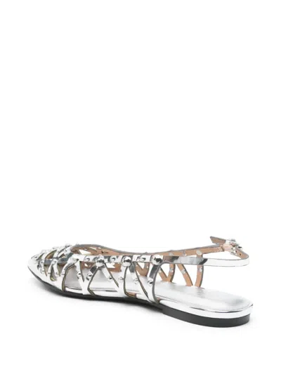 Ash Silver Leather Slingbacks In Metallic