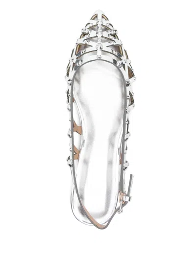 Ash Silver Leather Slingbacks In Metallic