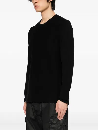 Label Under Construction Long-sleeves Cotton T-shirt In Black