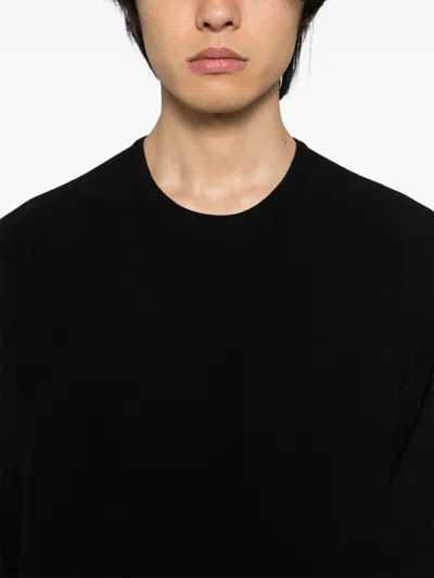 Label Under Construction Long-sleeves Cotton T-shirt In Black