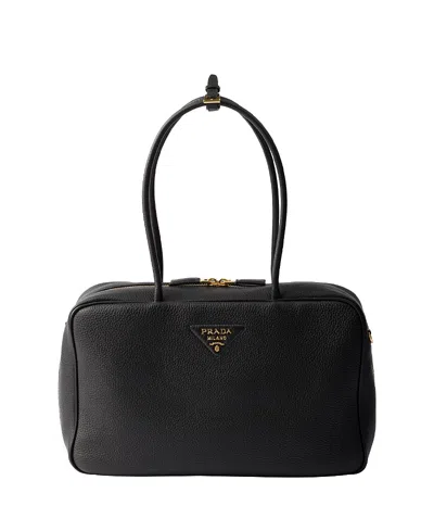 Prada Large Re-nylon And Leather Top-handle Bag In Black