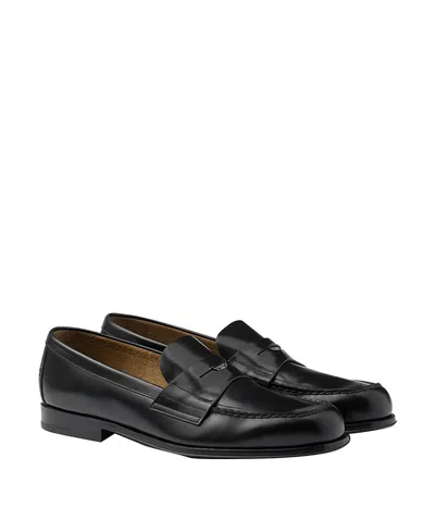 Prada Men's Leather Loafers In Black