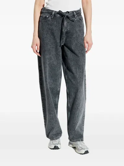 Samsoe & Samsoe Logo-patch Jeans In Grey