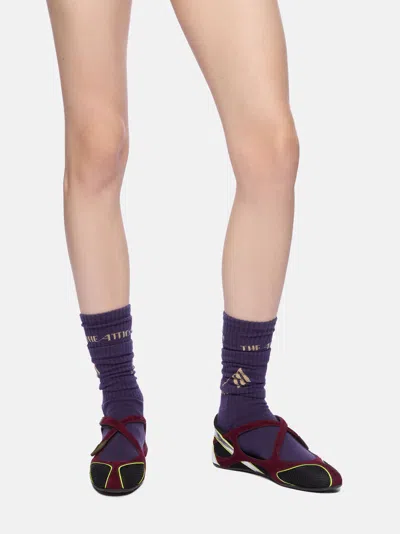 Attico Nomad Bordeaux Ballet Shoes With Criss-crossed Straps And Mesh Panels In Tech Fabric And Suede Woman In Burgundy