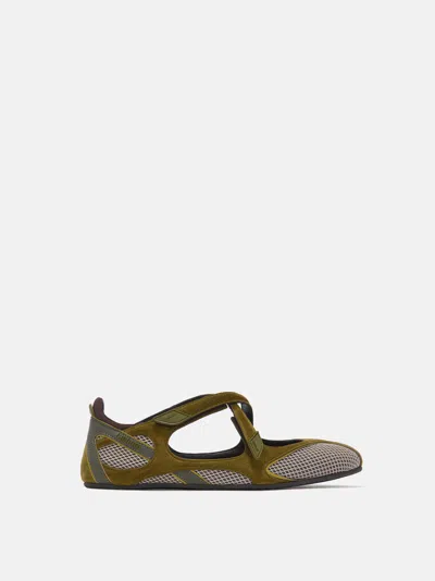 Attico Ballet Flats In Synthetic Fabric And Leather In Green