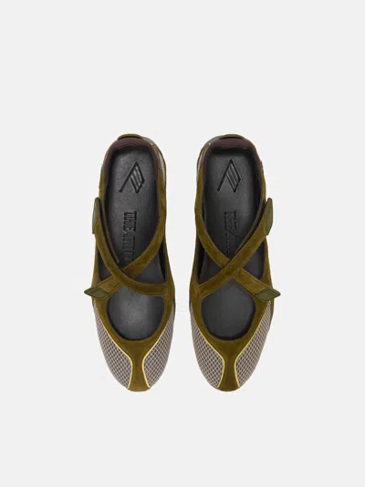 Attico Ballet Flats In Synthetic Fabric And Leather In Green