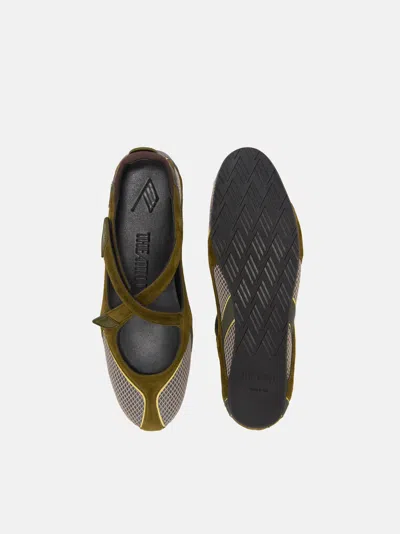 Attico Ballet Flats In Synthetic Fabric And Leather In Green