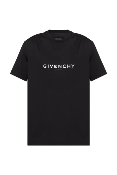 Givenchy Logo Print Cotton T-shirt In Black
