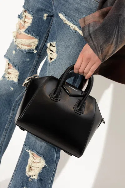 Givenchy Mini Antigona Bag In Box Leather In Black