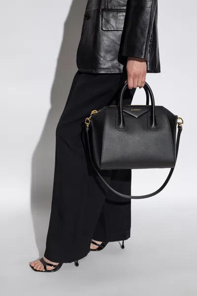Givenchy Small Structured Leather Antigona Shoulder Bag In Black