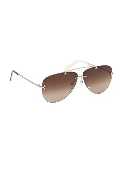 Pucci Pilot Sunglasses In Shiny Pale Gold & Brown