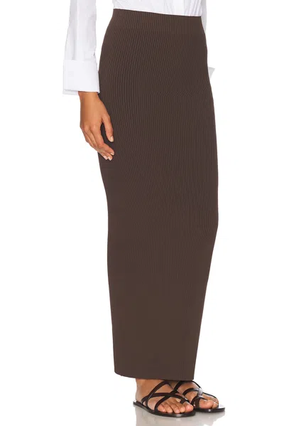 Max Mara Ribbed Maxi Skirt With Form-fitting Silhouette In Brown