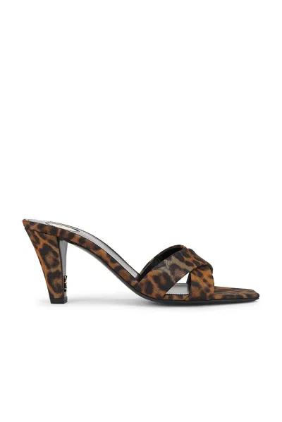 Saint Laurent Mule Jill In Gros-grain Leopard Print In Manto Naturale
