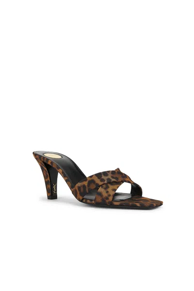 Saint Laurent Mule Jill In Gros-grain Leopard Print In Manto Naturale