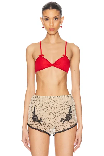 Valentino Silk Red Bra With Bow Detailing And Adjustable Straps In Paris