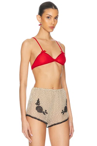 Valentino Silk Red Bra With Bow Detailing And Adjustable Straps In Paris