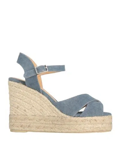 Castaã±er Castaner Lurex Bromelia Wedge Sandals In Blue