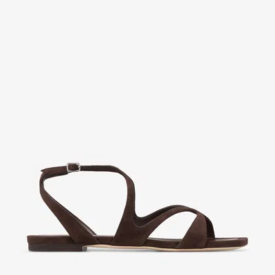 Jimmy Choo Ayla Suede Flat Sandals In Schokolade