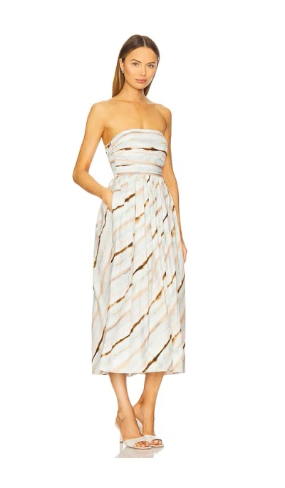 A.l.c . Tara Tie Dye Stripe Strapless Dress In Mint Multi